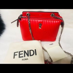 FENDI DOTCOM ROMA BAG 99%new red！